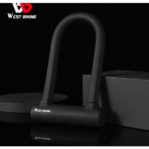 WEST BIKING Bicycle Anti-theft Safety Lock Mountain Bike Cycling U Lock Bike Accessories Motorcycle Scooter Square Lock Steel