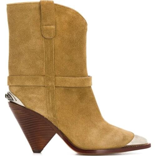 Women Shoes Paris Lamsy Boots Western Classic Metal Toe Cap Boots