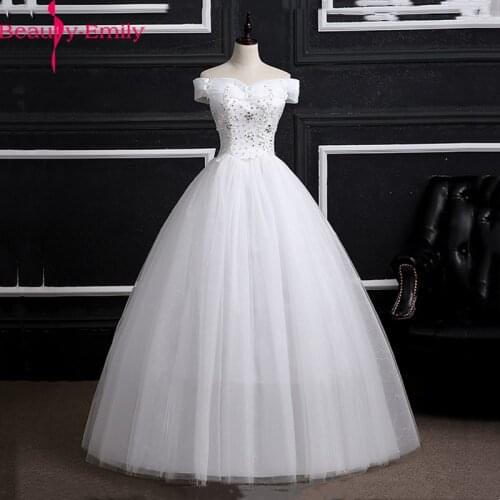 Beauty Emily Real Photo Korean Cheap Long Wedding Dresses 2019 Women Halter Floor Length Long Lace Wedding Party Bridal Dresses