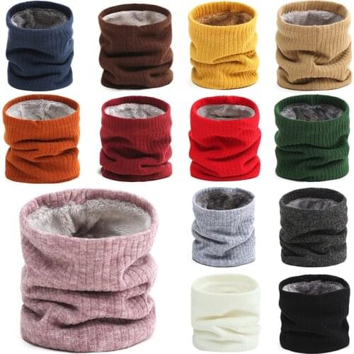 2020 Winter Neck Snood Scarf Fashion Ring Unisex Scarves Female Geometric Warm Fur Solid Cashmere Bufanda Women Neck Wraps