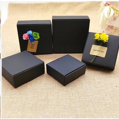 10pcs/lot Small Kraft Paper Box Brown Handmade Soap Box White Craft Paper Gift Box Black Packaging Jewelry Box Cardboard Carton