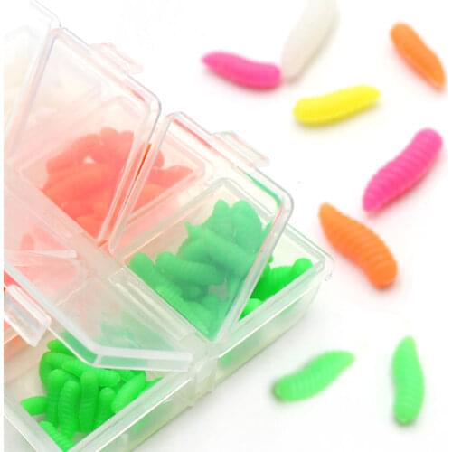 120pcs Carp Fishing Buoyant Maggots Fishing Lure Worms For Carp Hair Rig Artificial Pop Up Imitation Bait End Tackle Accessories