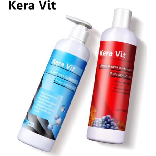 2pcs 500ml Keravit Brazilian Professional Straightening Purifying Shampoo + Keratin Straight Hair Treatment Hair Care Set