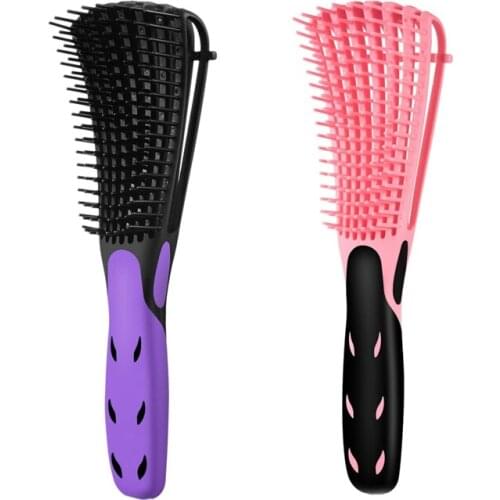 2 Pcs Detangling Brush Ez Detangler Brush Hair Detangler Afro Textured 3A To 4C Kinky Wavy For Wet/ Dry Thick Curly Hair