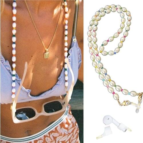 2020 Fashion Multifunctional Rainbow Mixed Colorful Beads ABS Pearls Glasses Chain Mask Earphone Anti-lost Chains for Vacation