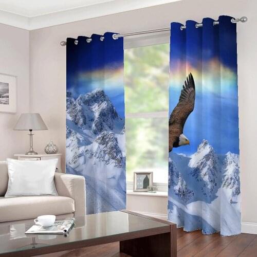 3D Photo Custom Curtains Eagle Snow Mountain Landscape atmosphere Nordic modern for living room bedroom blackout drapes sets