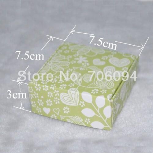 7.5*7.5*3CM,100pcs/lot,Cosmetic/Jewerly green printed paper box handmade gift boxes,Essential oil box,custom box logo
