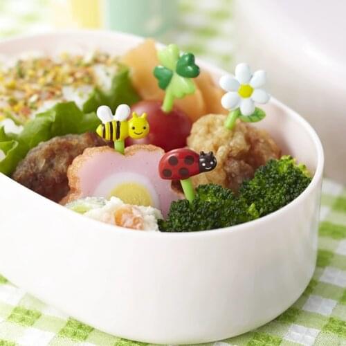 8PCS Cute Bee Beetles Fruit Dessert Fork Set Mini Cartoon Children Snack Cake Dessert Pick For Kids Bento Lunches Party Decor