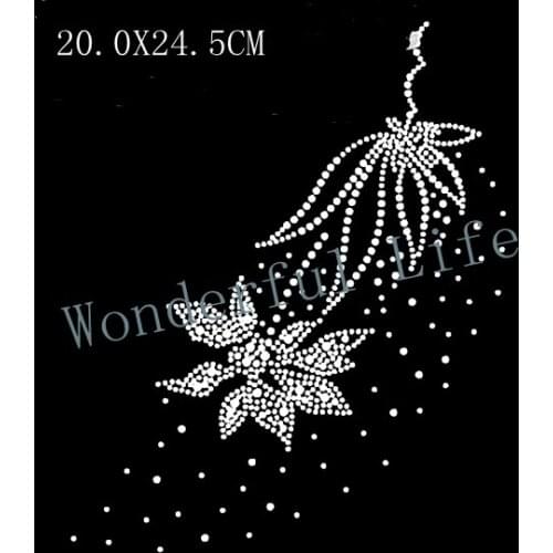 Free shipping T-shirt flower hotfix rhinestones heat transfer design iron on motifs patches DIY motifs rhinestones