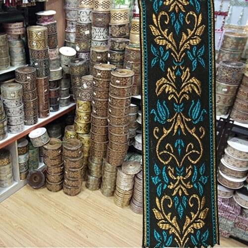 Turquoise Blue Embroidery Tape for Bed Cover Rim Pillow Rim quilt for Cover Edge for Curtain Edge Curtain Flame Home textile Art