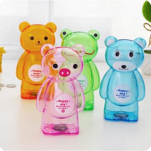 Cartoon Large Piggy Bank Transparent Plastic Coin Bank Child Money Box