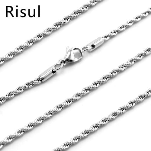 Twisted Rope Chain Necklace Women Man Stainless Steel Statement DIY Necklaces Wholesale 10pcs