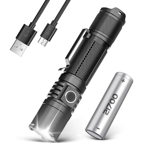 COSMOING 1600 LumensType-C Quick Charge Rechargeable Led Tactical Flashlight 21700 Torch with Ramping Power Indicator Update ATR