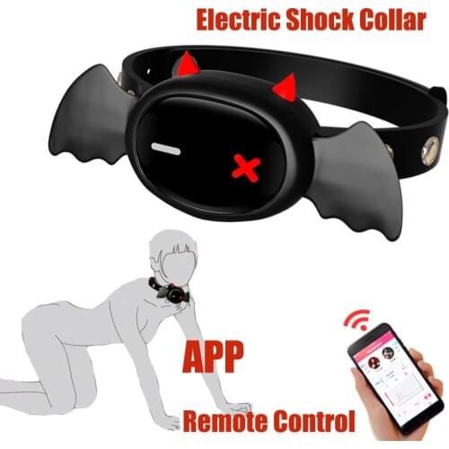 APP Remote Control Electro Shock Collar Bdsm Dog Slave Bondage Lockable Neck Collar Adult Game Erotic Sex Toys For Women Men Gay