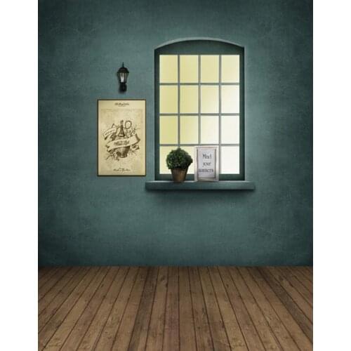 5x7ft Wooden Floor Blue Wall Photography Backdrops Photo Props Studio Background