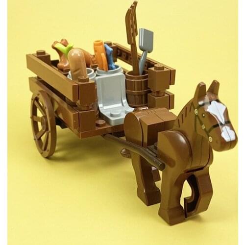 MOC City Street View Retro Flower House Food Carriage Toys Building Blocks Agricultural Vehicle Accessories Compatible Kids Gift