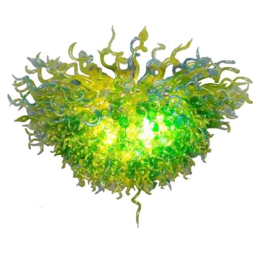 Art Designer Hand Blown Glass Chandelier Retro Restaurant Bar Cafe Personality Green Pendant Lamps LED Bulbs 130 CM Wide
