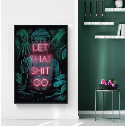 Let that Shit Go Quote Bathroom Art for Female Painting Wall Picture Funny Bathroom Sign Canvas Prints And Poster Bathroom Decor