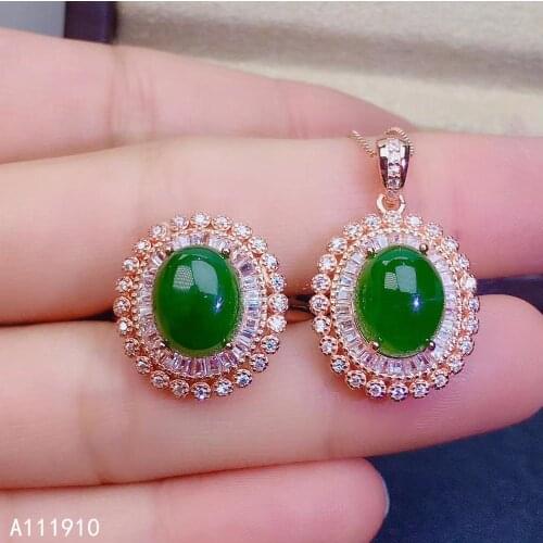 KJJEAXCMY fine jewelry 925 sterling silver inlaid Natural jasper pendant ring Female suit support detection exquisite