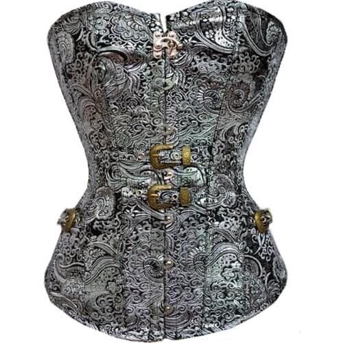 Steampunk Corset Sexy Gothic Clothing Vintage Waist Trainer Modeling Strap Lace Up Bustiers Retro Button Korselet