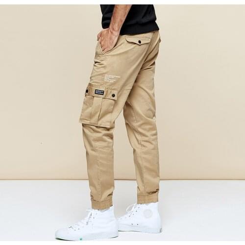 KUEGOU 2020 Autumn Cotton Print Black Cargo Pants Men Casual Streetwear Hip Hop Joggers For Tactical Military Long Trousers 2955