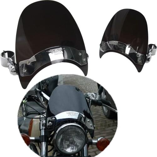 Windshield Windscreen For 2003 - 2016 2017 2018 2019 Suzuki VanVan Van Van RV 125 RV125 200 RV200 Front Fork Mount Clamp Screen