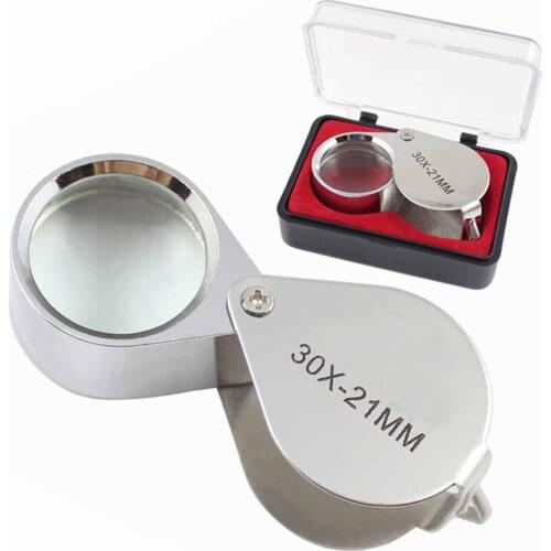 Jewelry Magnifier 30X Magnifying Glass Jewelry Loupe with 30x21mm Pattern Pocket Loupe for Watches DIY Crafts Carving Repairing