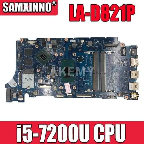 Akemy for Dell Inspiron 7460 7560 Laptop Motherboard i5-7200U CPU BKD40 LA-D821P 100% Tested Mainboard