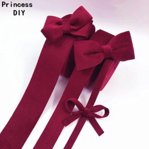 5Meter 10 25 40mm Soft Smooth Wine Red Stripe Velvet Cordury Maroon Ribbon Fabric Tape Layering DIY Hair Bow Tie Collar Material
