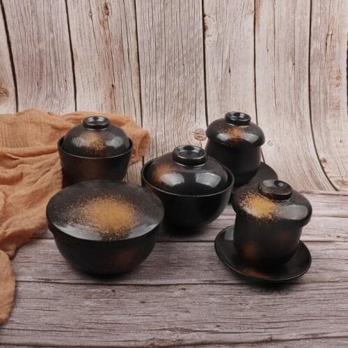 Japanese Korean sushi restaurant high temperature ceramic tableware set steamed egg cup miso soup cover bowl tureen