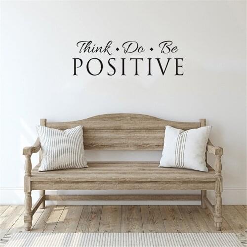 Think Be Positive Lettering Wall Stickers Quote Wall Decal Home Decoration For Office Library Stickers Vinyl Mural DW4059