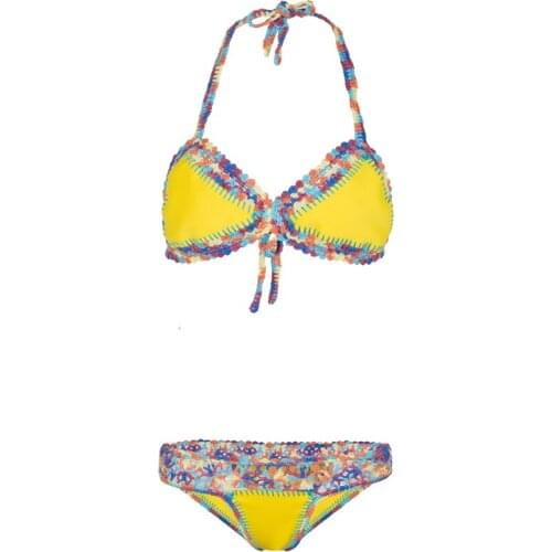 Newest Girls Bikini Set fashion Crocheted with Elastic Swimsuit Hand made Beachwear Sexy Ladys Swimwear