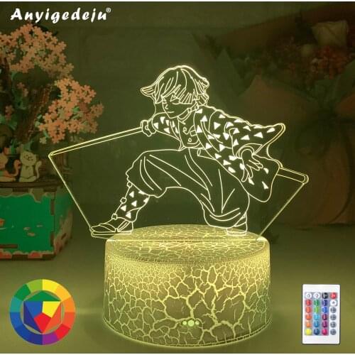 Newest Led Night Light Anime Demon Slayer Agatsuma Zenitsu Figure for Kids Child Bedroom Decor Cool Kimetsu No Yaiba Lamp Gifts