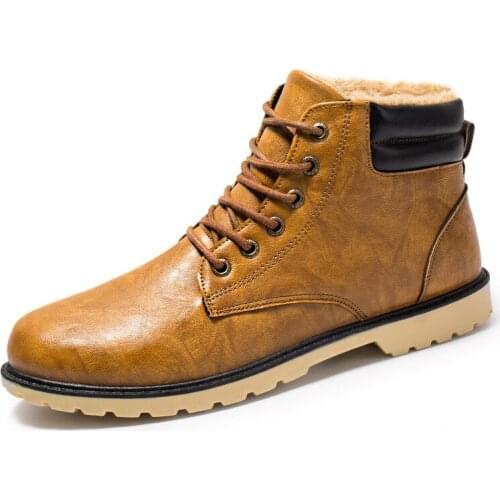 2021 Winter New Yuppie Style Boots for Man Plush Thickening Low Heel Solid Colors Snow Boots with Platform Comfortable for Daily