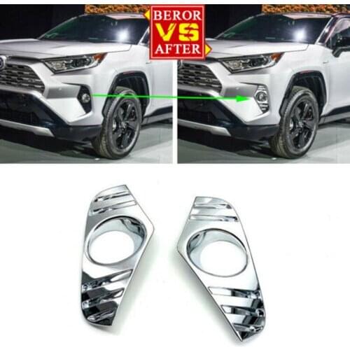 Decoration Fog Light Covers Replacement Pair Trim 2pcs Exterior For Toyota RAV4 2019 Chrome