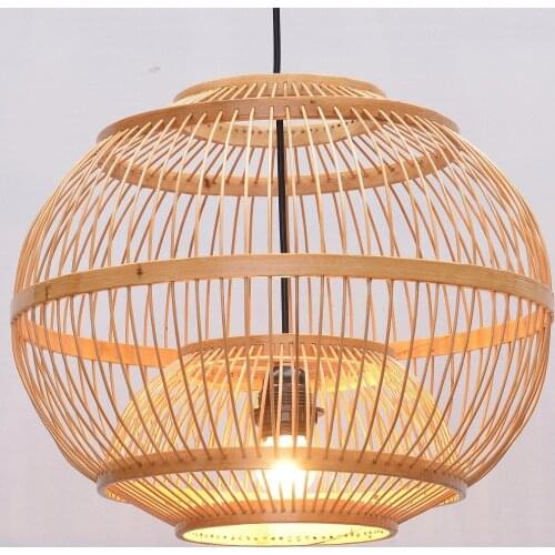 South Asian Bamboo Lantern Dining Room Pendant Lamp Japanese Restaurant Pendant Lights Country Rustic Hanging Lamps