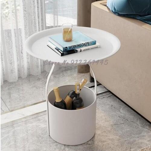 Nordic Sofa Edge Light Luxury Creative Living Room Corner Table Small Tea Table Mini Round Table Extremely Simple Iron Round Tab