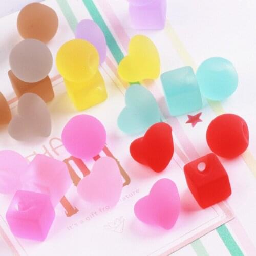 Diy jewelry making 50pcs/lot colorful Scrub candy color cartoon hearts/square/rounds shape fashion beads pendants charms