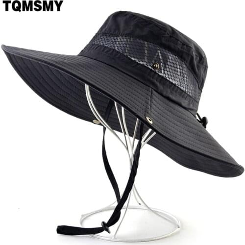 Fisherman Caps Summer Bucket Cap Men Breathable Wide Brim Sun Hat Outdoor Hiking Solid color Protection Sun hat Anti-UV Bob Cap