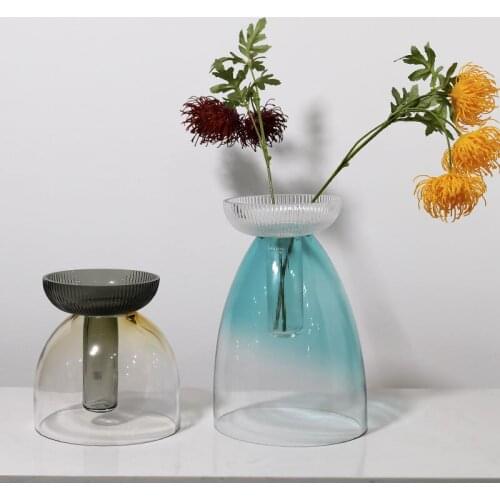 Nordic light luxury gradient table decoration glass vase simple creative home hydroponic flower arrangement glass ornaments