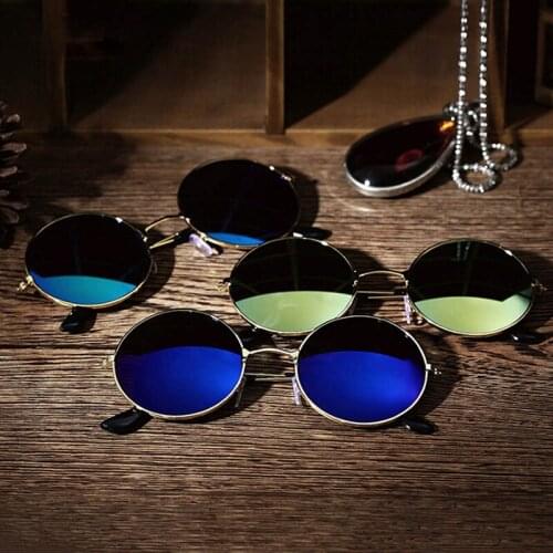 Vintage Men Sunglasses Women Retro Punk Style Round Metal Frame Colorful Lens Sun Glasses Fashion Eyewear Colorful Sunglasses