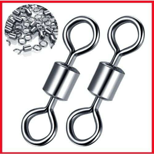 10pcs 50pcs Fishing Barrel Bearing Rolling Swivel Solid Ring LB Lures Connector 9 Size Fishing Tackle Accessories Fish Tools