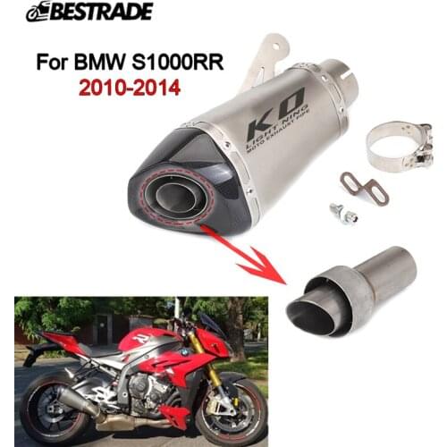 For BMW S1000RR 2010-2014 S1000R 2010-2016 Motorcycle Exhaust System Muffler Tail Pipe Vent Tube Slip On 60mm Stainless Steel