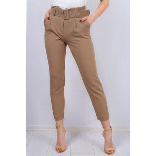 Womens Fashion Belted Atlas Fabric Carrot Pants casual slim pants stylish retro pants summer pants