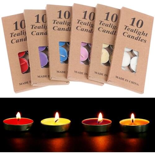 10pcs/set Romantic Aromatherapy Tealight Candles Birthday Wedding Smokeless Paraffin Wax Candlelight Dinner Accessories