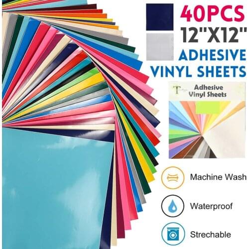 40Pcs 12" 30cm PVC Vinyl Sheet Permanent Adhesive Laser Heat Transfer Hologram Press Tshirt Iron On HTV Film Printing