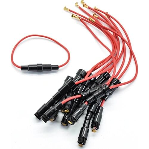 5pcs 5*20mm Inline Fuse Holder 220V Fast-Blow Screw Type Fuse Holder Quick-Blow Glass Fuse Holder with 22 AWG Wire XF30