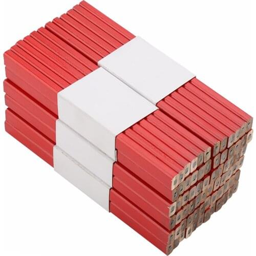 72Pcs 175mm Octagonal Red Hard Black Lead Carpenter Pencil Woodworking Marking Tool