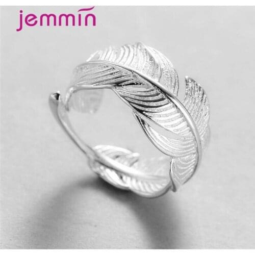 925 Sterling Silver Adjustable Engagement Rings For Women Leaf Design Valentines Day Gift Fashion Jewelry Wholesale