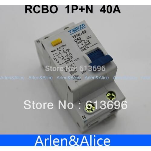 DPNL 1P+N 40A 230V~ 50HZ/60HZ Residual current Circuit breaker with over current and Leakage protection RCBO